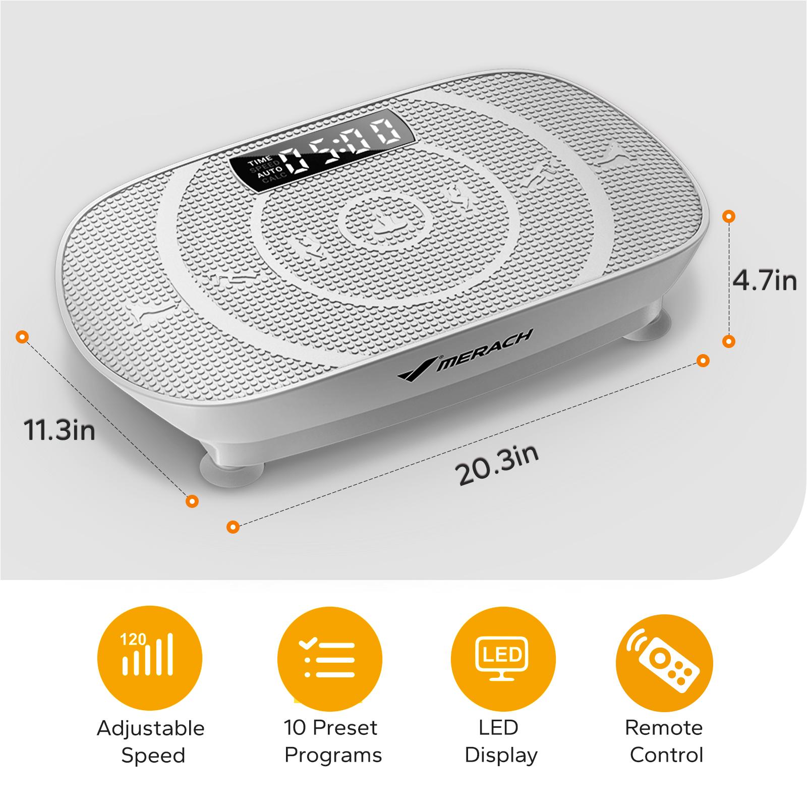 Merach Slim Vibration Plate Exercise Machine, Compact Portable with Easy Control Panel, Whole Body Low Impact Workout, High Frequency Vibration for Lymphatic Drainage, Fitness Platform for Home Gym