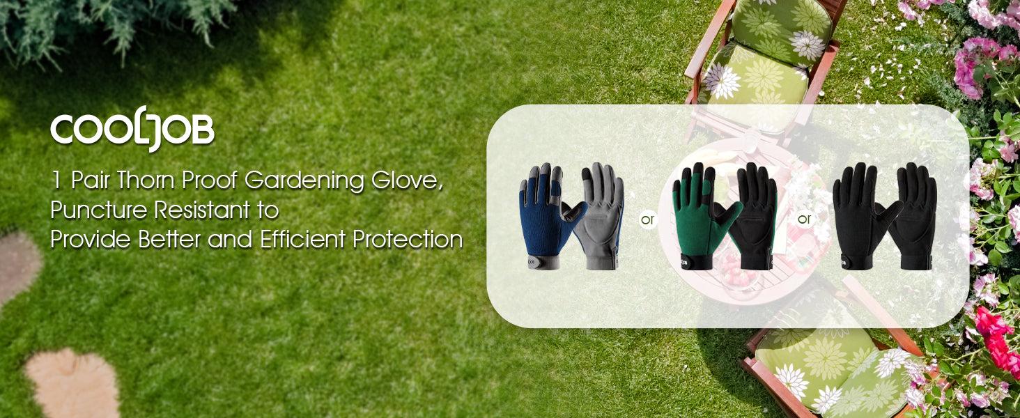 COOLJOB Thorn Proof Garden Gloves with Palm Cushion for Men, Rose Pruning Work Gloves with Touchscreen Fingers  (Black)