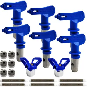 14 Pcs Reversible Spray Paint Nozzle Tips Set,Including Airless Paint Sprayer Guns,with Spray Gun Filters and Protective Seat,Spray Paint Machine Parts,for House,Car,Hull Painting,Hand Tools Kits