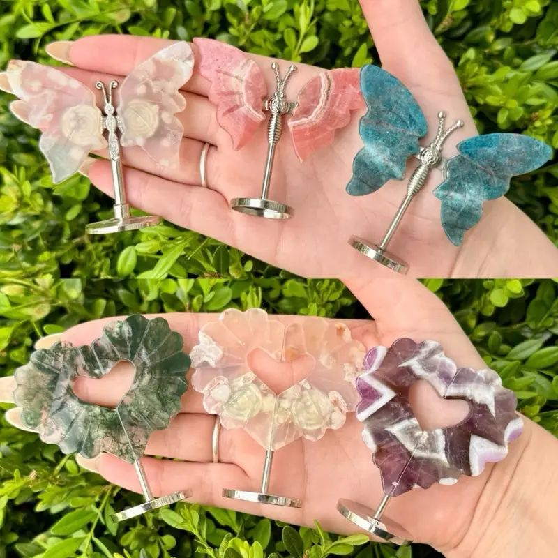 Crystal Butterfly Wings and Crystal Heart Stands