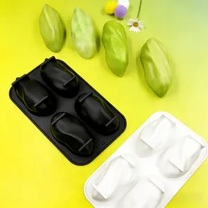 4-Cavity Almond Silicone Molds for Mousse Cake Fondant Cookies Ice Cream, Durable & Flexible Baking Tools, Perfect for Home Bakeries, Baking Supplies