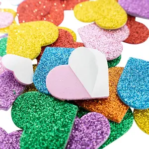 150 Pcs Heart Star Stickers, Glitter Foam Stickers Stars, Stars Crafts Bubble Sticker for Arts Craft Supplies Greeting Cards Birthday Party Decoration