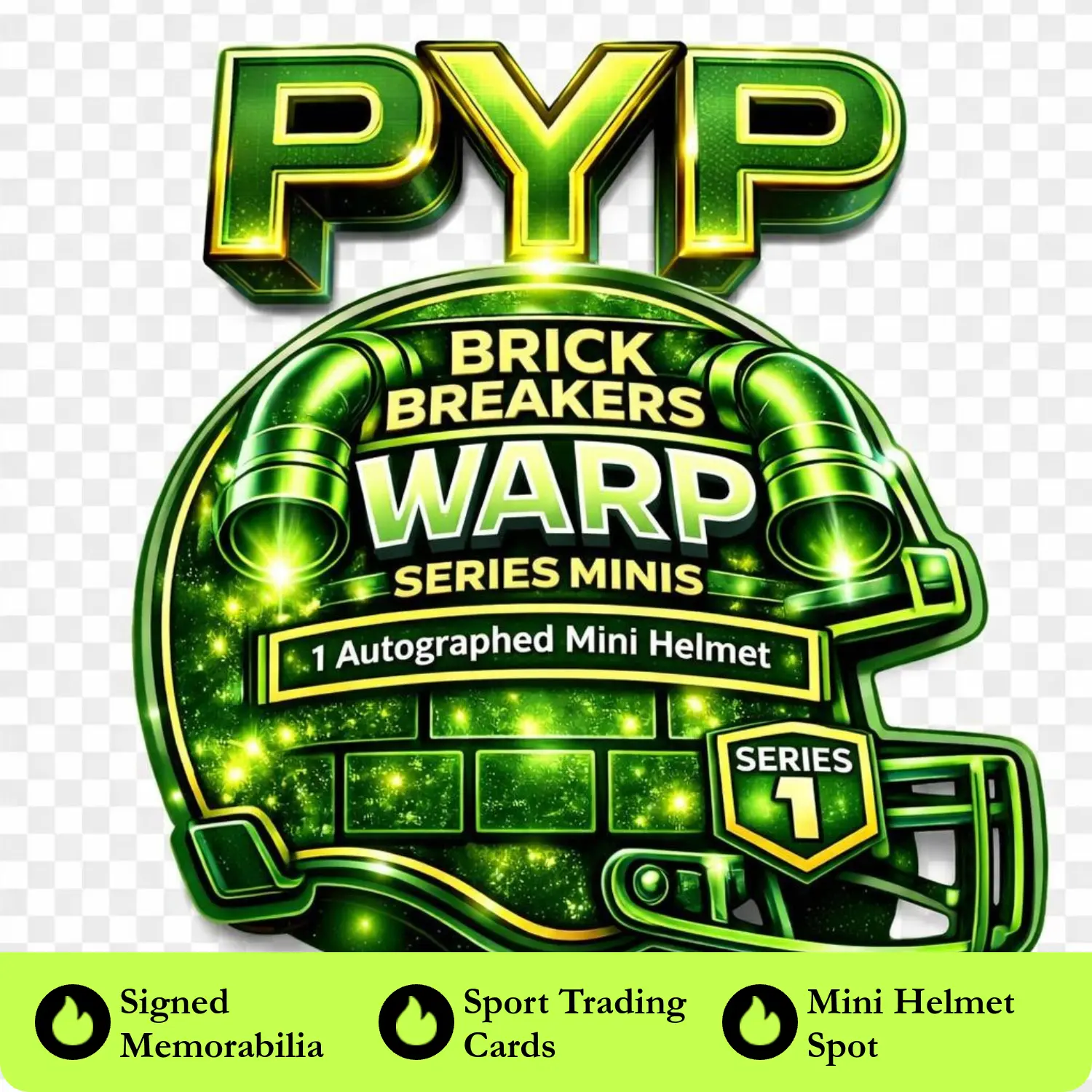 WARP LEVEL BRICK BREAKER SERIES SIGNED MINI HELMET SPOT - PYP - OR SPORTS TRADING CARD