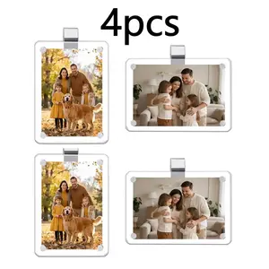 2-Pack Vertical Car Sun Visor Photo Frame Clips Universal Acrylic Snap Clips for All Cars Holds 3.5x2.3 Inch Photos Random Color DIY Customizable Car Decor Perfect Gift for Couples Family & Pet Memorabilia
