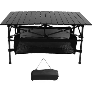 Lightweight Aluminum Folding Camping Table (47" x 21.65" x 26.7"), Portable Roll-Up Design for Outdoor, Camping, Beach, BBQ, Patio, and Picnic, Durable & Waterproof with Carrying Bag