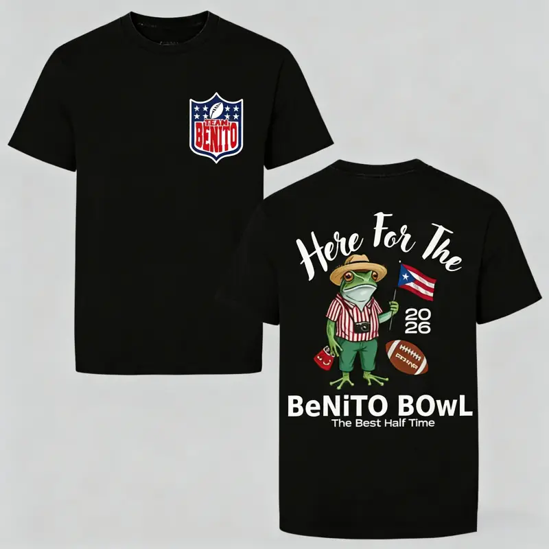 Graphic Tee Cute trendy clothes Birthday outfits valentines day outfit Benito Bowl 2026 Vintage  Graphic Tee, Funny Football Bad Bunnie Design Shirt, Team Benito Shirt, Here For The Benito Bowl The Best Haft Time   men's t shirts