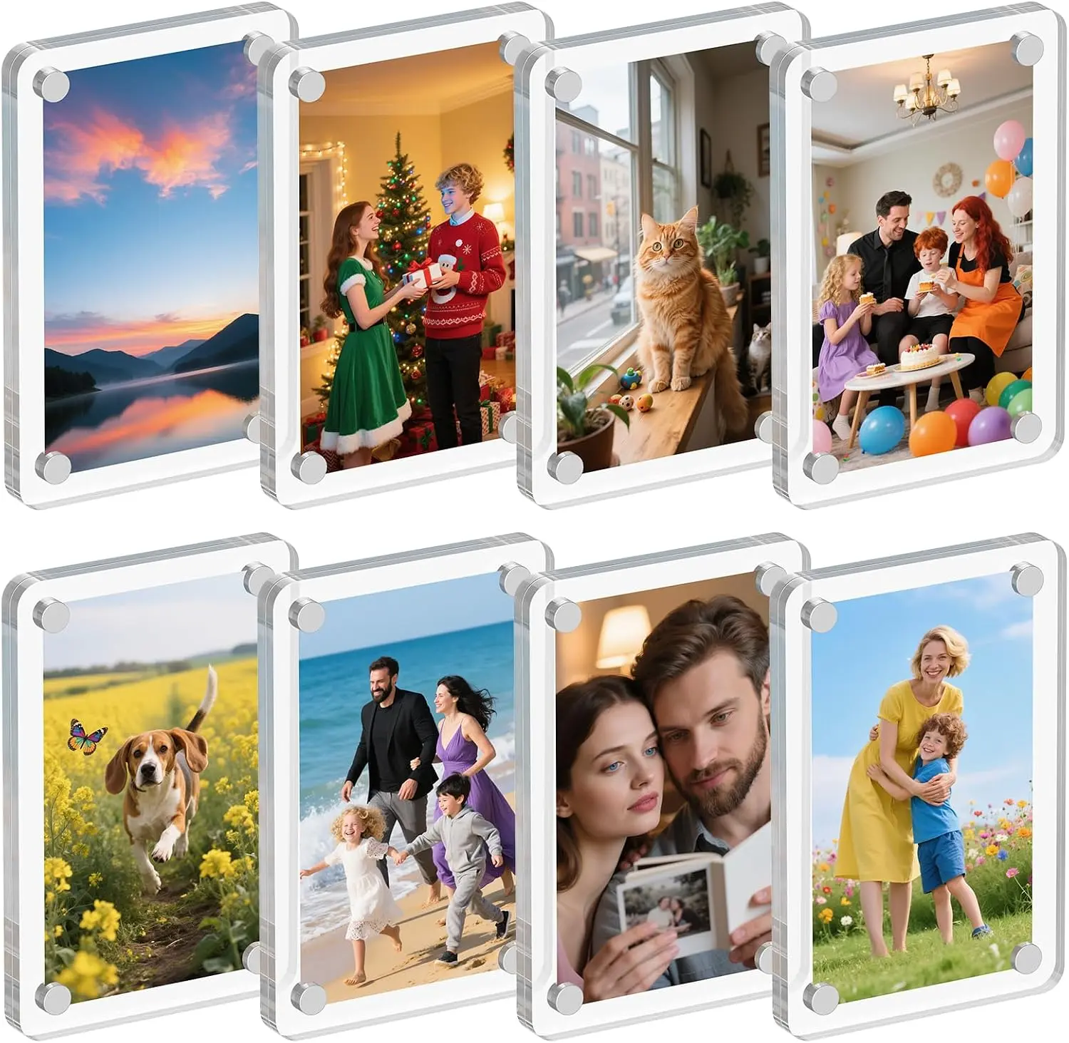 8 Pack Acrylic Magnetic Picture Frame for Fridge, 2.36x3.54" Polaroid Frame | Clear Instax Photo Frames for Refrigerator, Mini Picture Magnet Frames for Home, School, Office