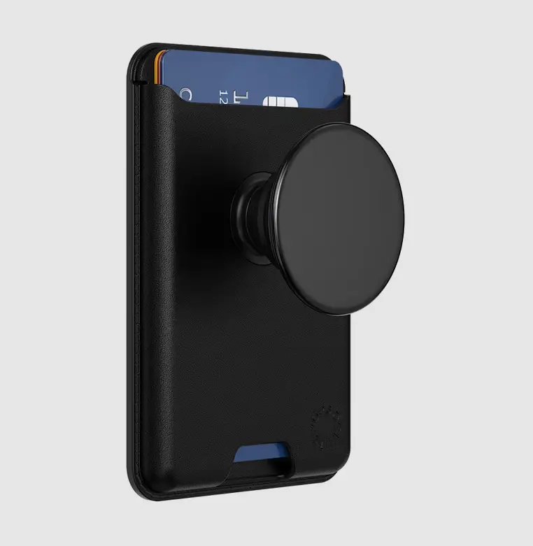 PopSockets MagSafe PopWallet+ Black Softgoods Magsafe-Compatible Tech Women's Wallet - Magnetic Phone Mount, Smartphone Holder, Stylish Mobile Device Stand Accessory, Magsafe-Compatible Women's Wallets, Tech Women's Wallets