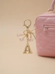 Women's Cherry Bow Keychain Letter Pendant, Casual Style Wallet Backpack Accessory, All-Seasons Car Key Chain