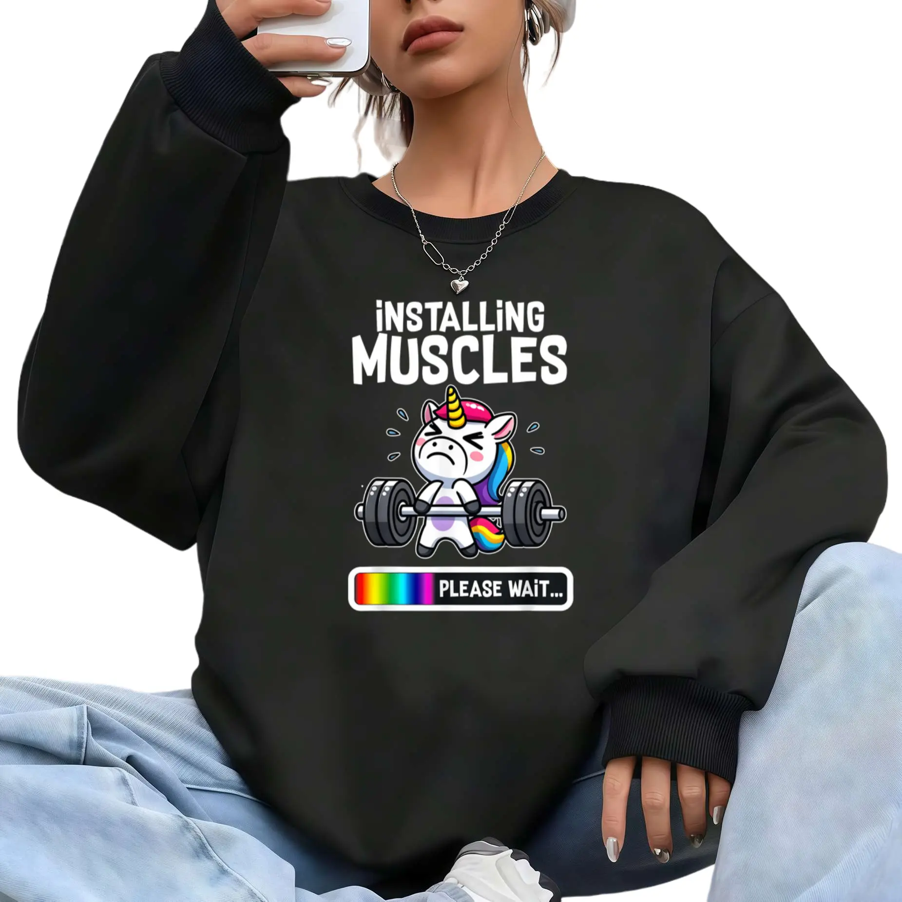 Funny Unicorn Long Sleeve Sweatshirt – Perfect Gym and Weightlifting Gift for Men & Women Fitness Fans