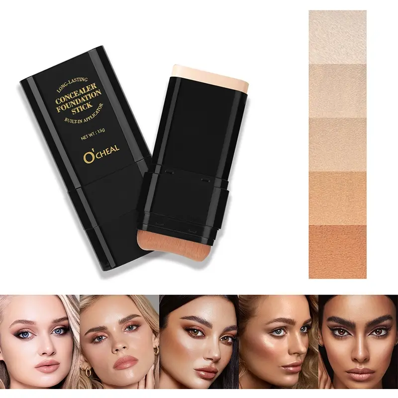 2-in-1 Makeup Cosmetic Concealer foundation make-up stick waterproof and sweat proof, full coverage, High Coverage, Super Coverage, long-lasting matte makeup effect, all-weather flawless makeup, Perfecting Complexion Stick, Makeup Beauty Cosmetics
