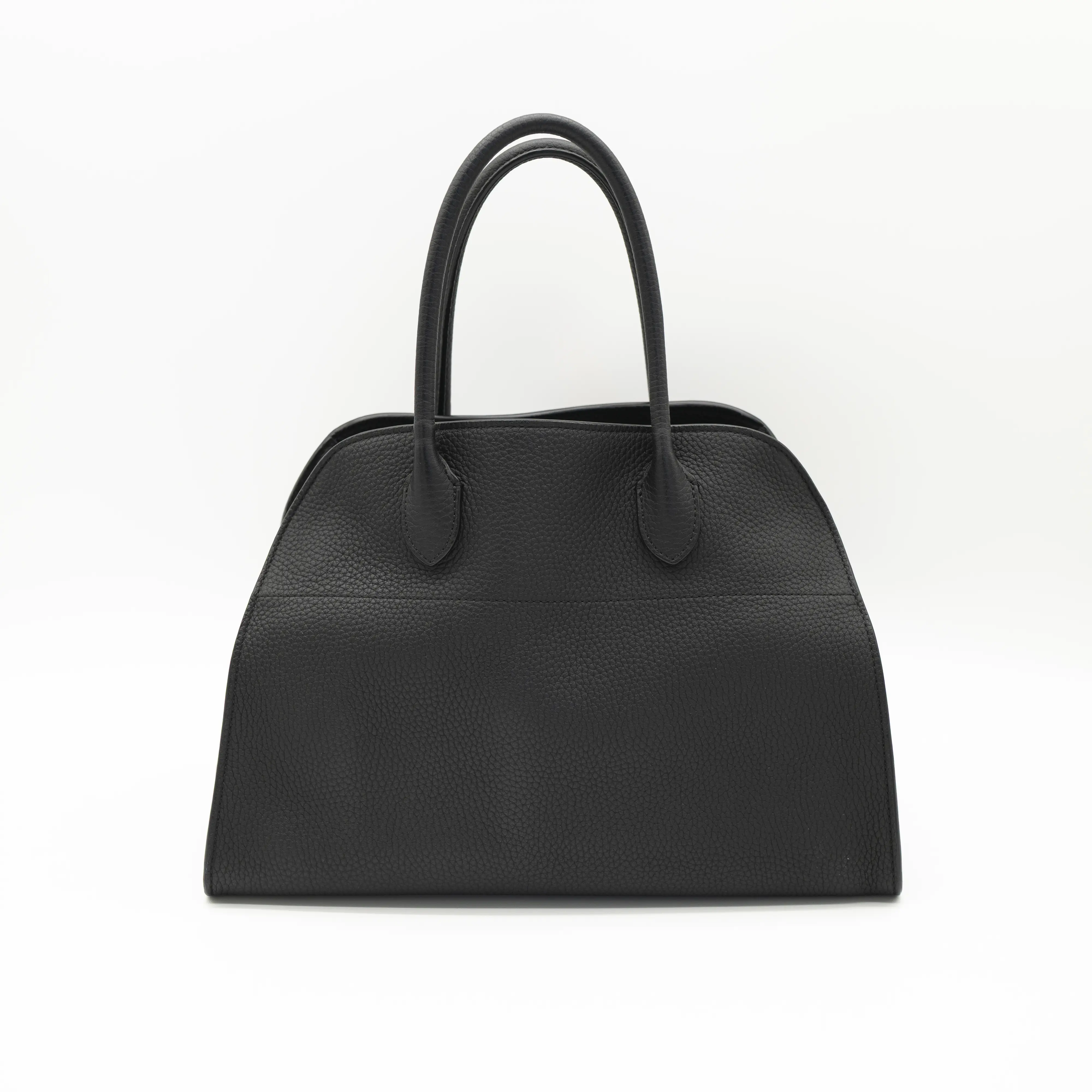 Pre-owned THE ROW Leather tote bags Soft Margaux 12 Black Matte Grained Calfskin PHW