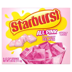 6x Starburst All Pink Strawberry Gelatin - Snack Sweet Treats Dessert Mix Fruit Flavored Pantry Party Supplies Red Bundle Lot Bulk Wholesale Pack Food Grocery Baking Kids Lunch Box Easy Make Cup Soft Chewy 3.93oz 6ct 23.58oz Total