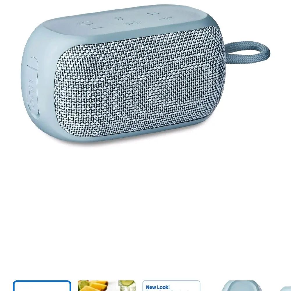 onn small rugged speaker with bluetooth wireless Technology.blue
