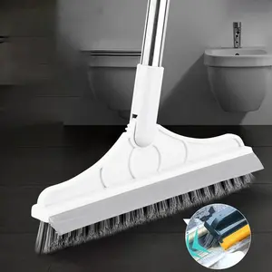 Four-In-One Bathroom Floor Brush Set, Long Handle Hard Bristle Scrubber for Grout & Toilet Cleaning, Home Use Multi-Purpose Cleaner Tool