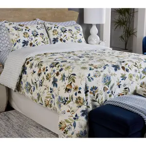 Home Reflection Reversible Jacobean Floral Comforter Set- Full