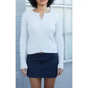 John Galt Women's Gray Zoe Cable Knit Cardigan