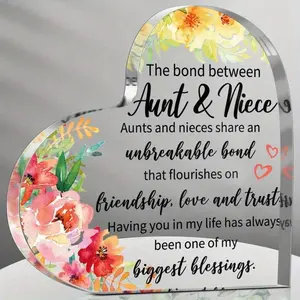 Aunt Gift from Niece Nephew Aunt Birthday Gifts Acrylic Heart Keepsake Sign Paperweight Idea Mother's Day Gifts for Aunt Auntie(Lovely)