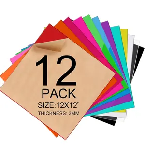 12-Pack 12x12 Inch 3mm Colored Acrylic Sheets for Laser Cutting Engraving Badges UV Printed Signs Decor Crafts DIY Projects Protective Paper Plexiglass Sheets