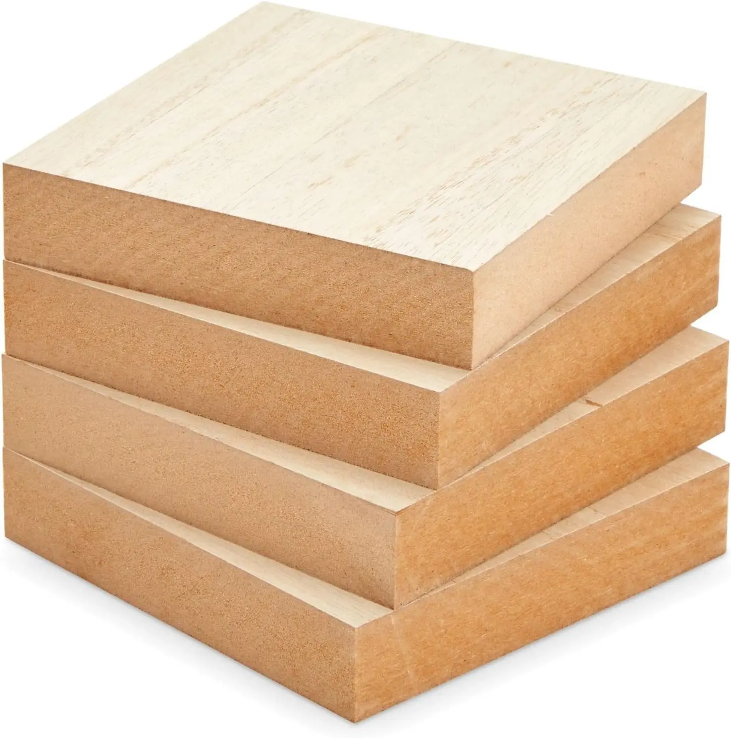 Creations Unfinished Wood Painting Blocks 5 x 5 in 1 in Thick Smooth MDF Panels for DIY Craft Photo Display 4 Pack