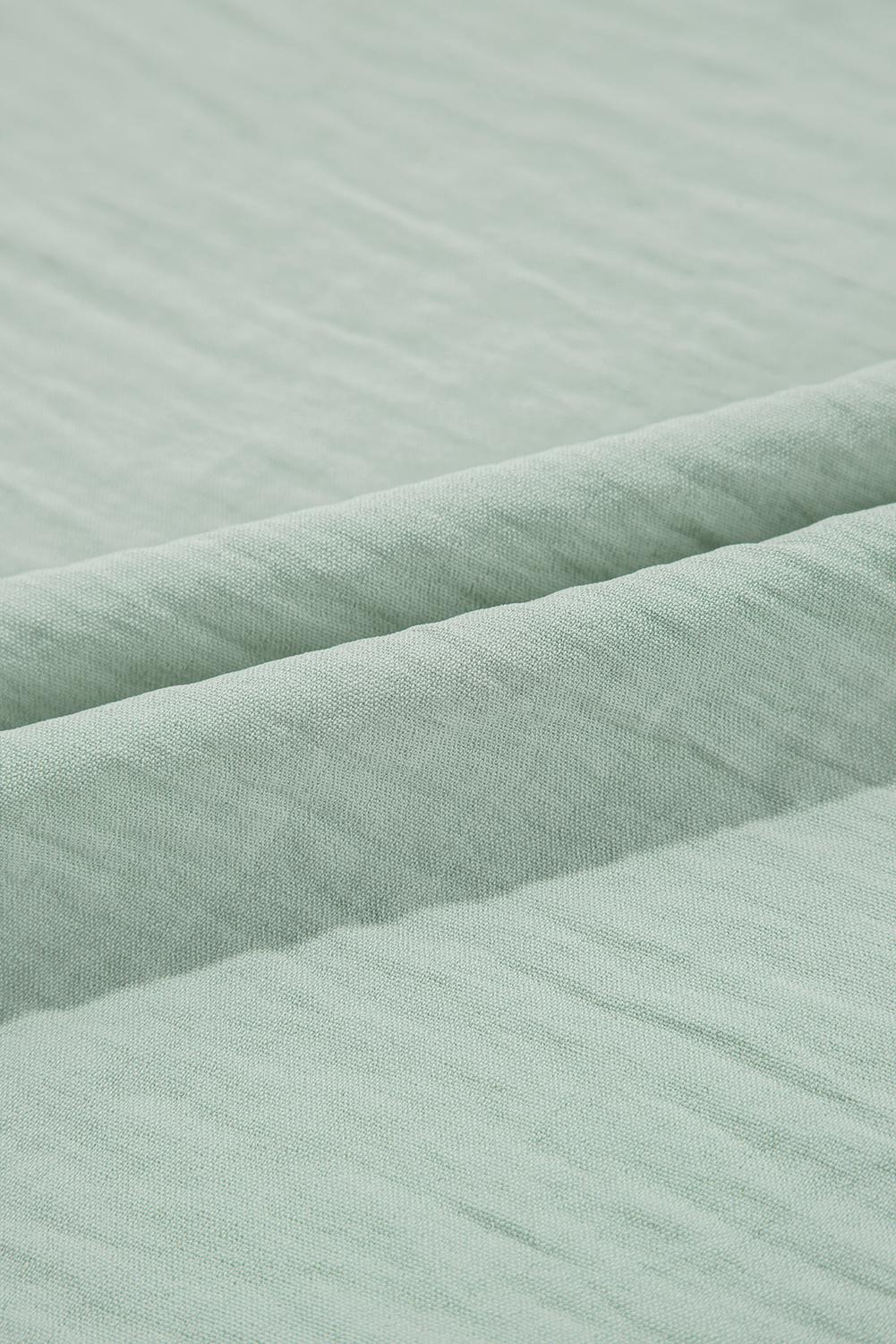 Mist Blue Solid Color Ruffled Short Sleeve Casual Blouse