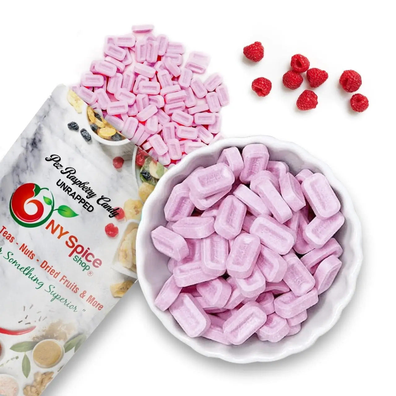 NY Spice Shop PEZ Raspberry Fruity Candy Unwrapped | Fruity Flavor Sour Mini Candies | Bulk Candy for Snacking & PEZ Dispenser Sweet Bonbon