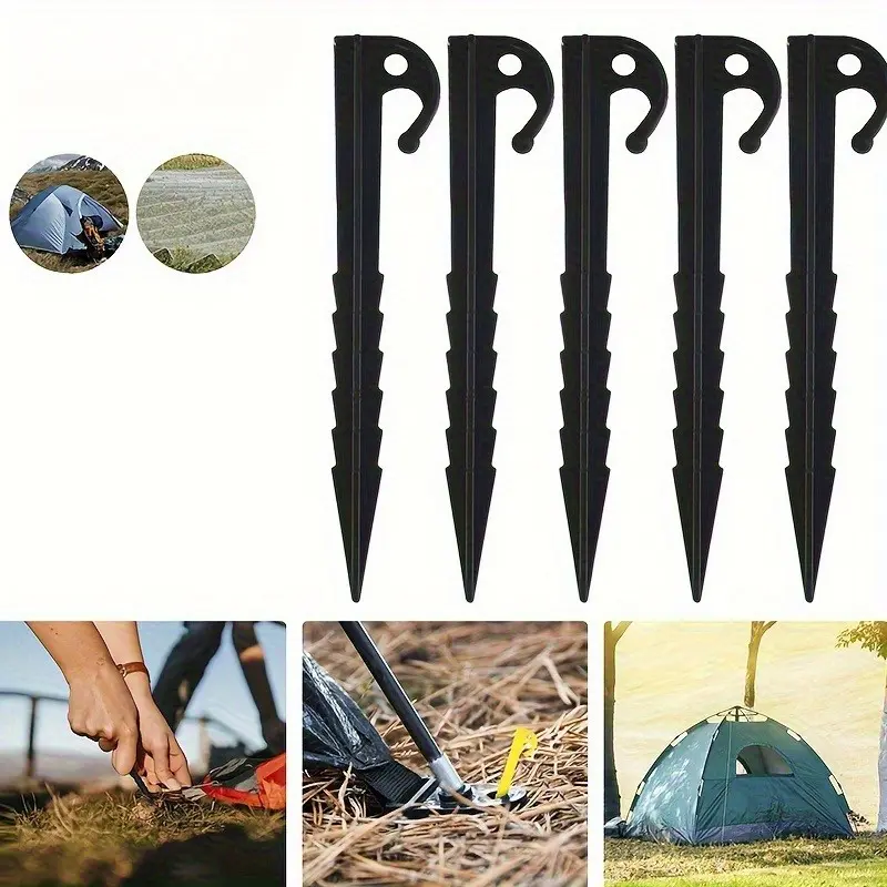 10pcs Heavy Duty Tent Stakes with Sharp Hooks - High-Refractive-Index Polymer Spiral Tent Pegs for Secure Camping and Tarp Setup Camping Gear