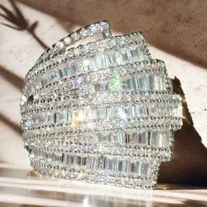 Shiny Gorgeous Channel-style Hip-hop Round Zircon Ring - Unisex Wedding Engagement Promise Ring for Bride, Eternity Anniversary Birthstone Ring & Romantic Holiday Gift for Women