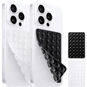 Double Sided Suction Grip Pad for Phone Case - Detachable  Sticky Holder, Anti-Slip Bumper for Hands-Free Selfies & Videos (Black + White)