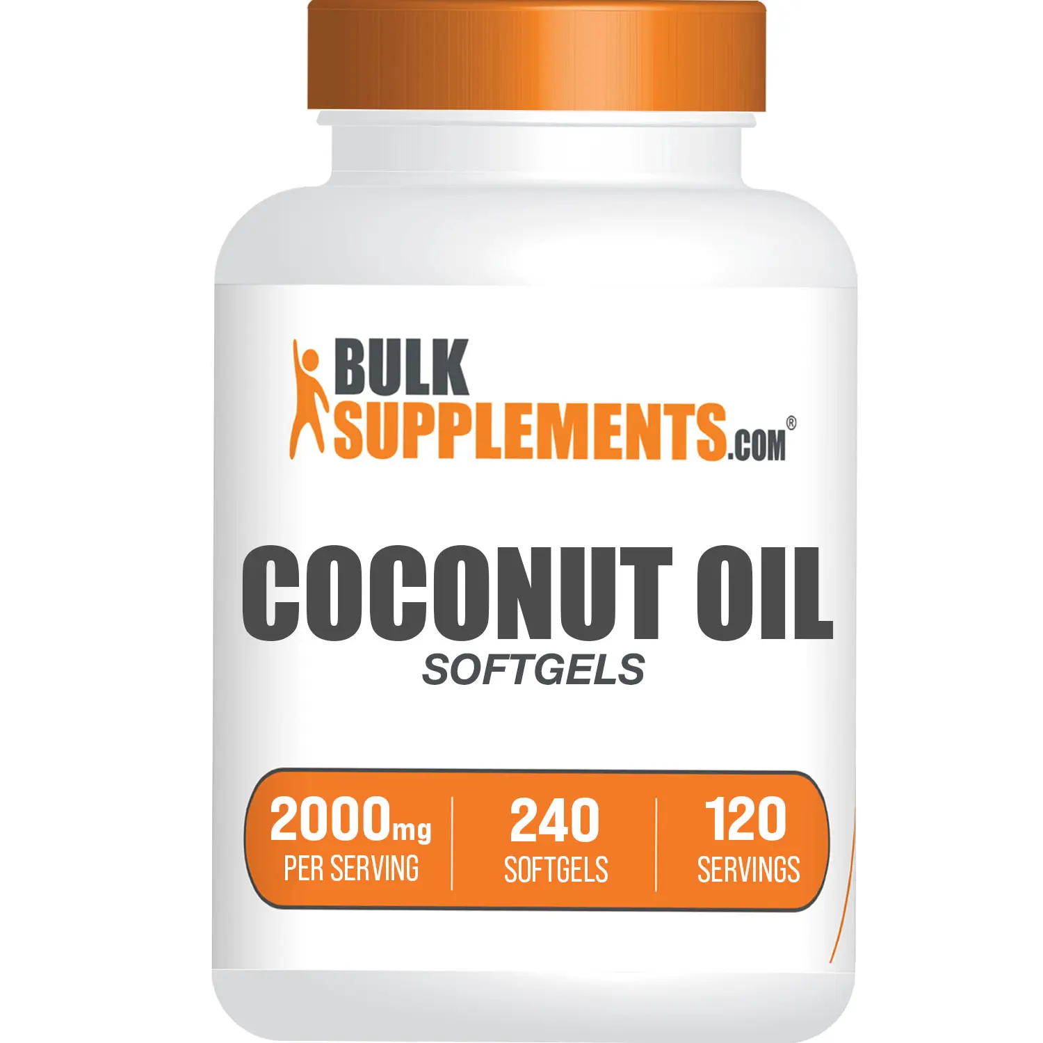 BulkSupplements Coconut Oil Softgels - Edible - Natural Oils - Coco Oil - Skincare - 240 Softgels - 2000mg per Serving