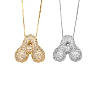 Personalized niche simple special-shaped 26 letter zircon necklace chubby trendy fashion jewelry Valentine's Day gift