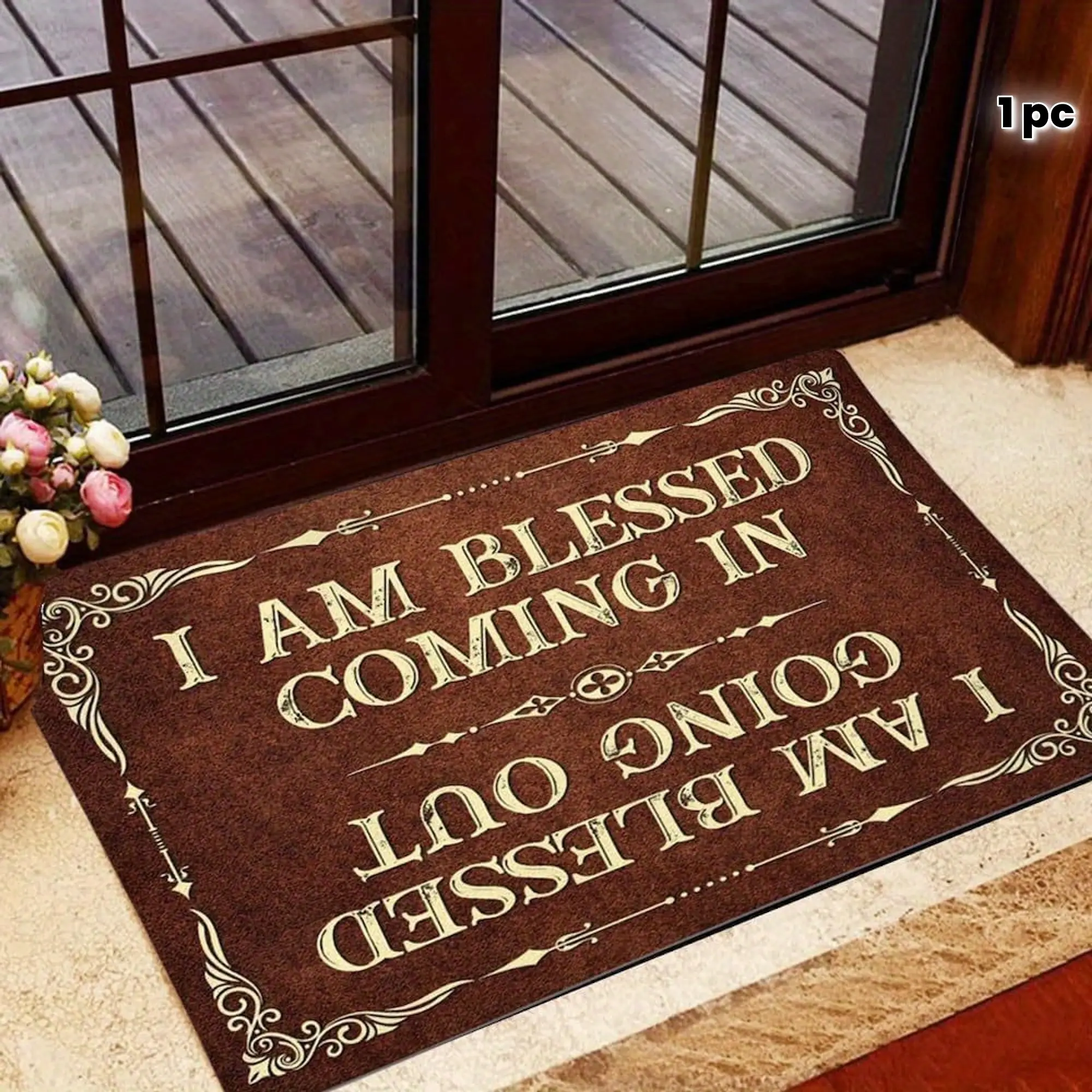 1pc Faithgee I'm Blessed Door Mat Welcome Mat I'm Blessed Door Mat Door Mat Indoor/Outdoor Entrance Door Mat