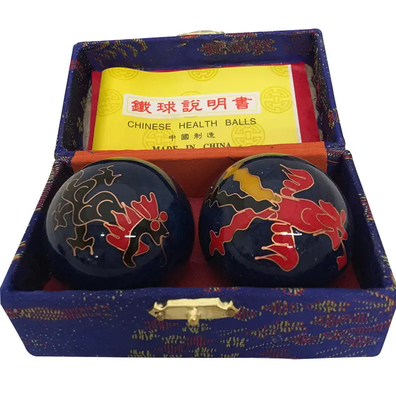 Thy Home Baoding Balls, Chinese Hand Exercise & Stress Relief Massage Tool, 1.75 in Metal Set with Jingling Chime & Case, Daily Body Care Gift for Adults, Relaxing, Embroidered, Office, Relieves Pain, Jingling Sound, Surgery Recovery, Gentle, Seniors Hand