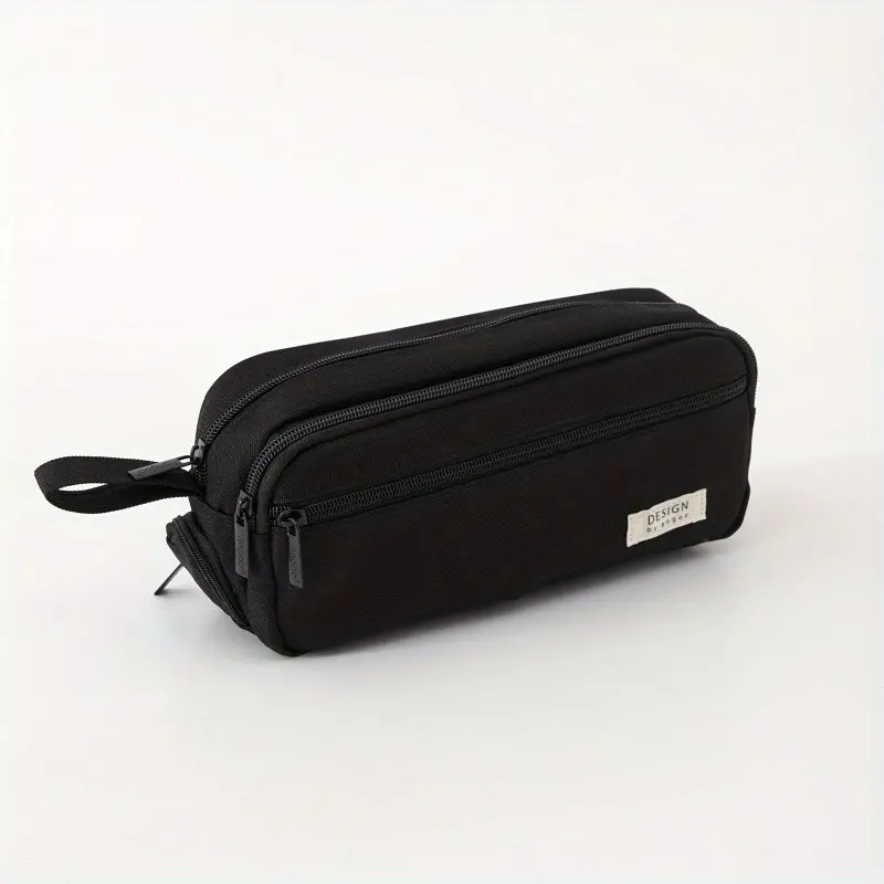 Large Capacity Pencil Case with Zipper, Multi-Layer Pen Bag, Durable Canvas Stationery Storage Bag for School Office Travel, Writing Stationery