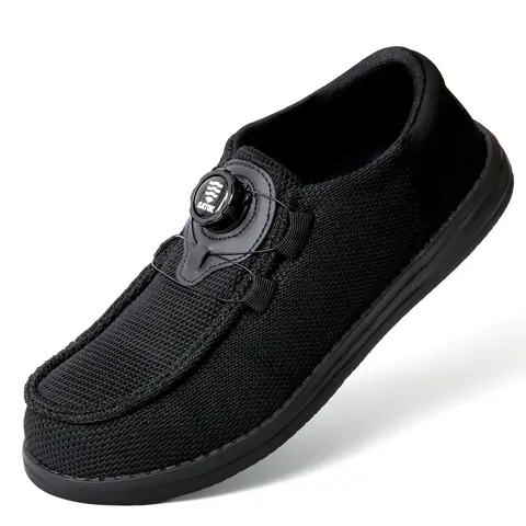 Men's Polyester Minimalist Pull-On Round Toe Loafers - Lightweight, Comfortable, Non-Slip Work & Safety Footwear, Wear-Resistant Summer Shoes,outdoorfun