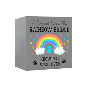 Rainbow Bridge Pet Memorial Shadow Box Urn | Pet Loss Gift | Dog Cat Ashes Keepsake | Pet Remembrance Home Decor