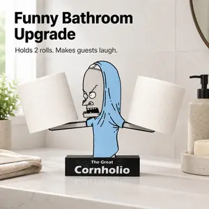 The Great Cornholio Toilet Paper Holder - Funny Novelty Bathroom Decor & 90s Nostalgia Gag Gift
