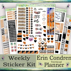 Erin Condren Vertical Weekly – Cauldrons & Candy Corn Planner Sticker Kit