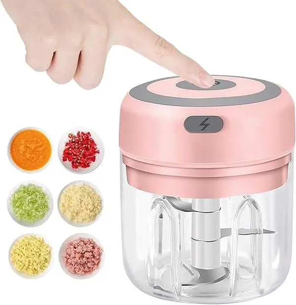 Electric Mini Vegetable Chopper - Portable USB Wireless Home Food Processor (250ML, 37W Strong Motor, 304 Steel Blades), 10s Chili Crush & Even Shred, Garlic Slicer, Salad Lettuce Onion Dicer, Ginger Meat Mincer Cutter for Kitchen