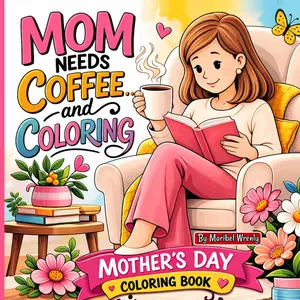 Mom Needs Coffee… and Coloring: A Bold and Easy Coloring Book for Moms with Cozy Moments, Floral Designs, and Relaxing Scenes