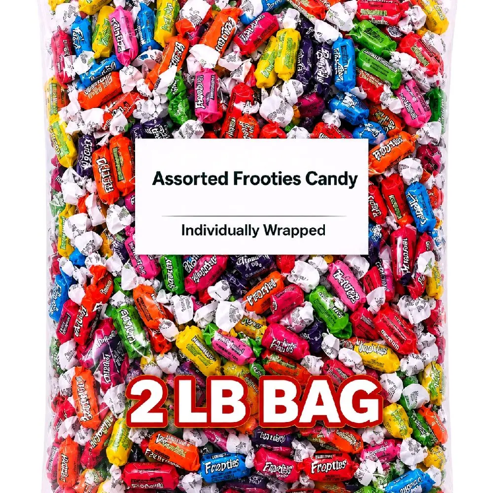 Tootsie Roll Frooties Chewy Fruit Candies, 2 Lbs. Large Pack - Cherry, Strawberry Lemon Flavors, Sweet Food, Gluten & Peanut Free, Grab-and-Go Bag Snacks for Piñata, Baby Shower