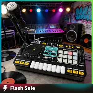 Kids DJ Mixer Controller Table – Electronic Toy with LED Lights, Sound Effects, Microphone, and Piano Keys, Perfect Birthday Gift for 3-7 Year Olds electric