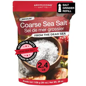 Aromasong Coarse Sea Salt from the Dead Sea 2.43 Lbs - 100% Natural Unrefined Salt for Cooking & Seasoning - Better in Taste Lower in Sodium Flavor Taffy