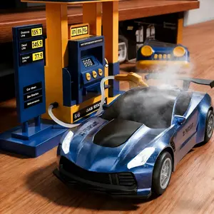 RC Remote Control Car, Automatic Parking, Spray Drifting Racing Car, Extra Large Simulation Gas Station, 2.4GHz, 8-10 Year Old Boys Birthday Gift