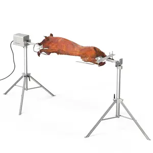 ROVSUN 46" Electric Rotisserie Grill, Pig Lamb Spit Roaster Stand Rotisserie 176 Lbs Capacity with Adjustable Height, BBQ Charcoal Rotisserie Grill Kit Stainless Steel for Outdoor Party Camping