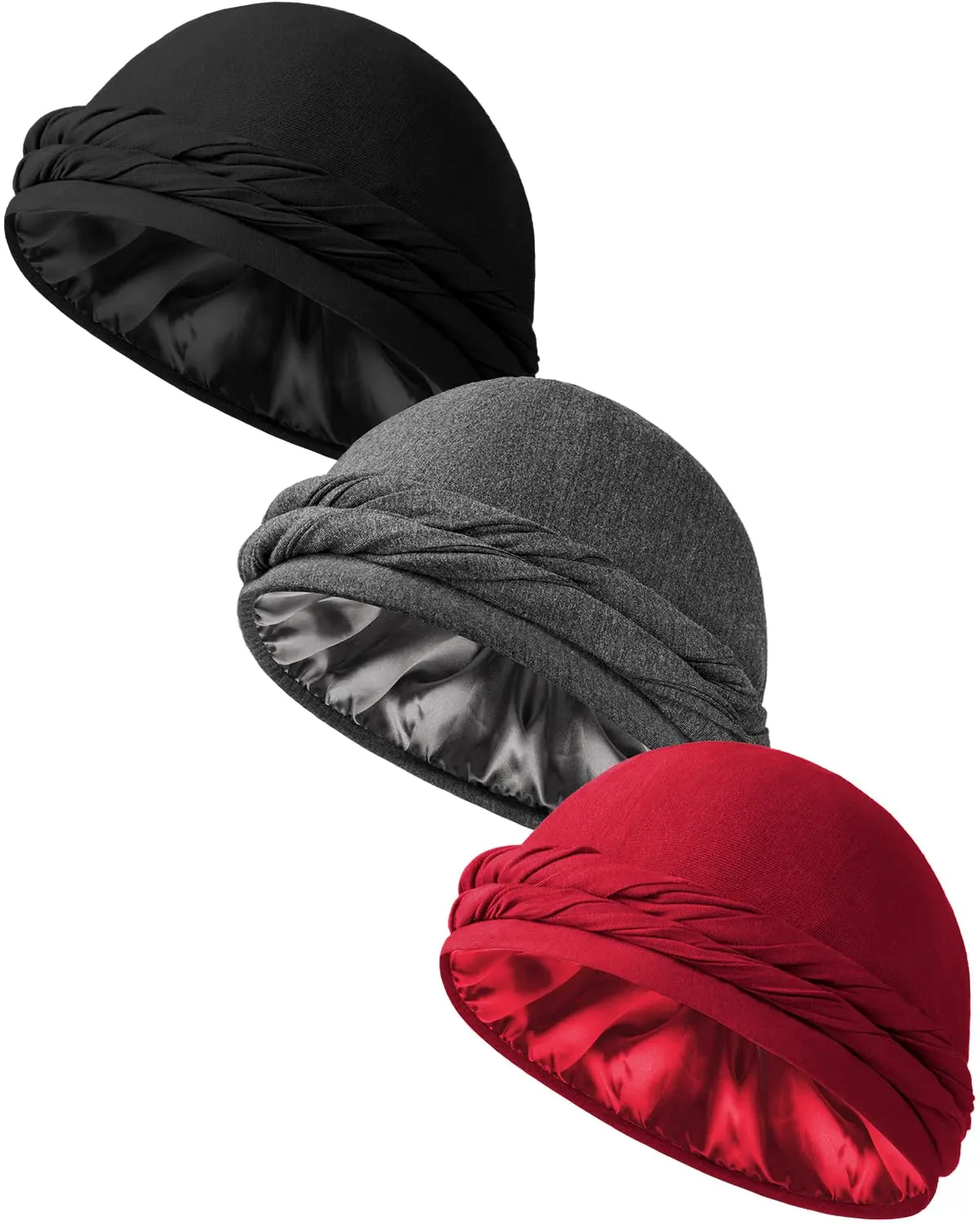 Unisex Silk Satin Lined Halo Turban Head Wrap - Adjustable Turban, Satin Bandana, Breathable Hairwrap, Fashion Hair Scarves, Skin-Friendly Skull Cap for Daily & Special Occasions