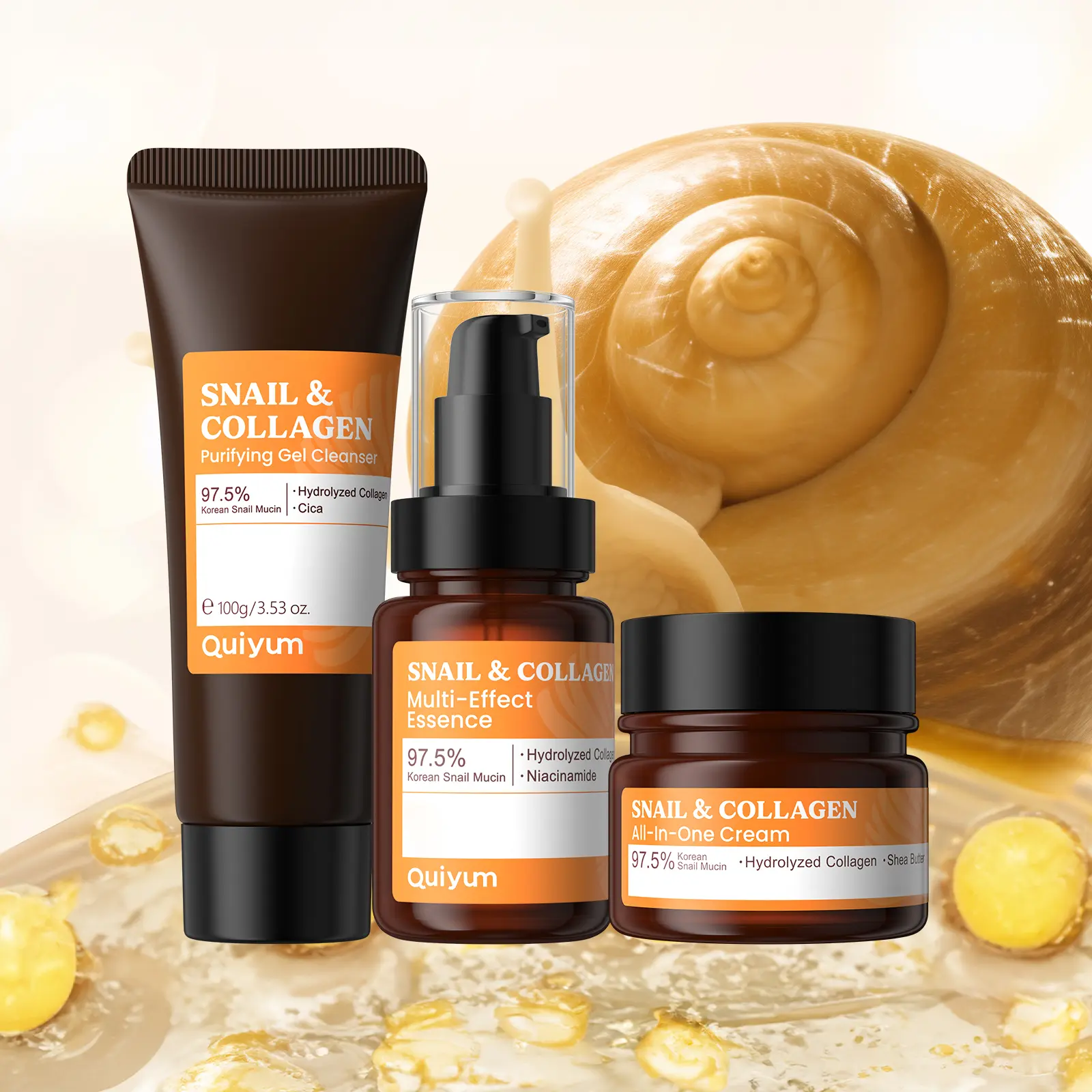 Snail and Collagen Skin Care Set, Hydrating Facial Cleanser Serum and Cream Kit with Korean Mucin & Niacinamide, Daily Beauty Routine Gift Sets for Women, Teens, Smooth & Glow Skin for Birthday