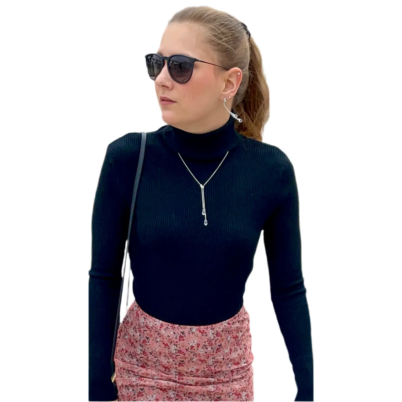 Black Knitted and Fitted Turtleneck Sweater Knitwear Womenswear Comfortable crop sweater