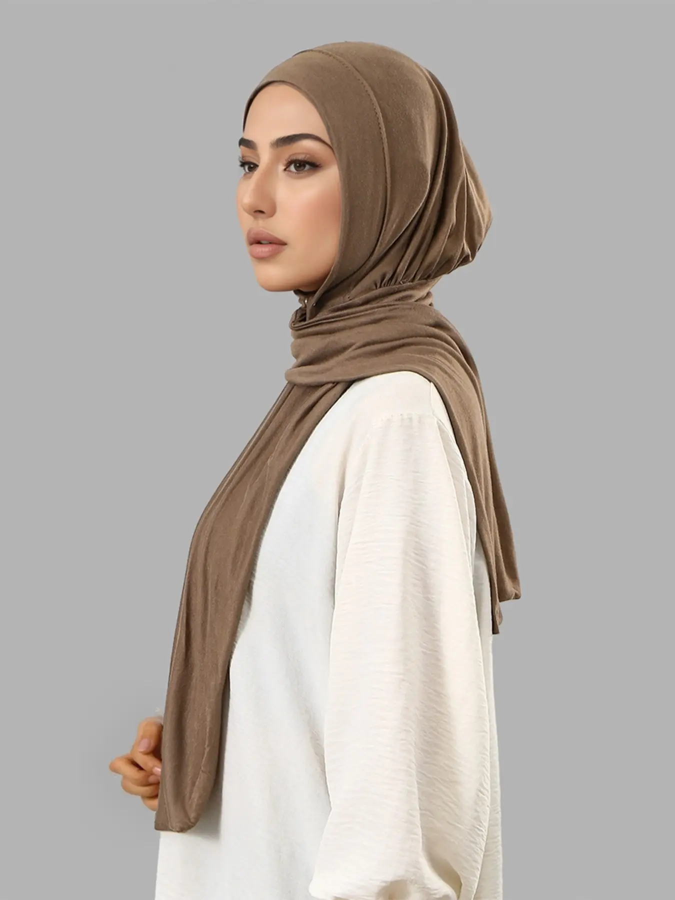 1pc Boho Style Modal Button Headscarf Hat, Quick-Wear Design, Soft Breathable Fabric, Ideal for Daily Use, Fashion Turban Hijab For Muslim