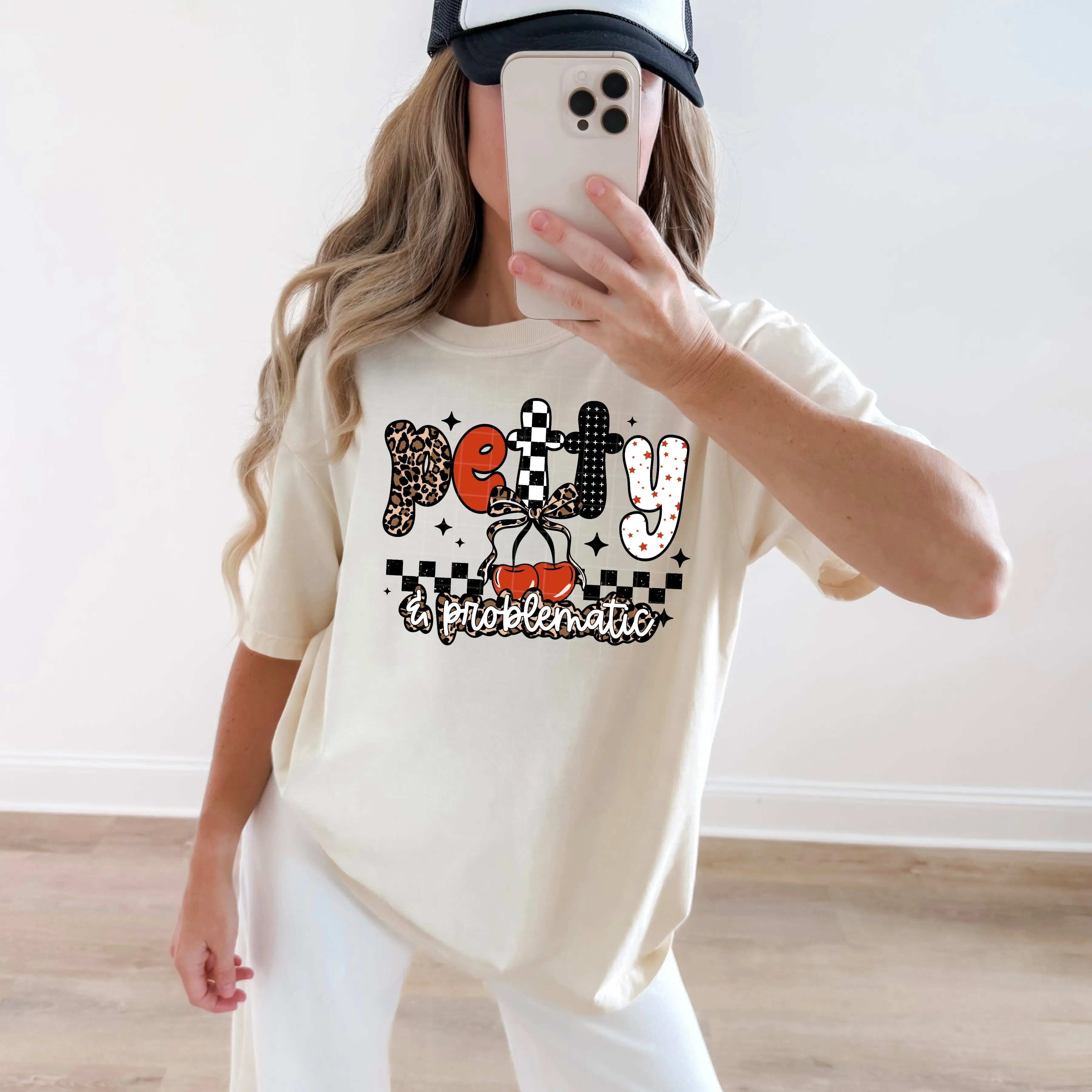 Petty and Problematic Graphic T-Shirt | Funny Sarcastic Tee | Trendy Sassy Unisex Shirt | Humorous Everyday Apparel